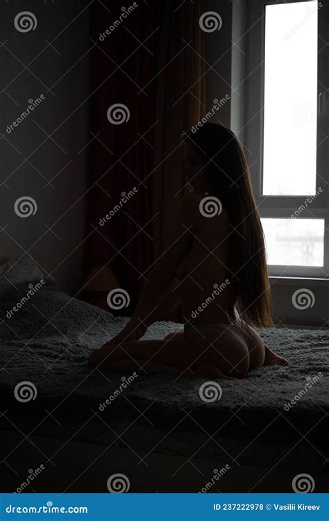 Alluring Brunette In White Lingerie On Bed Stock Photo Image Of Interior Appearance