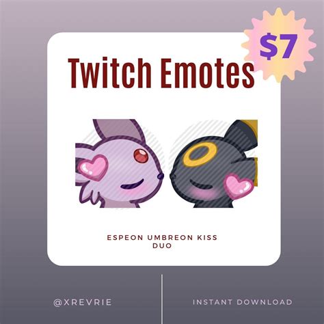 Espeon Umbreon Kiss Pokemon Emote Duo For Twitch Discord Youtube Etc