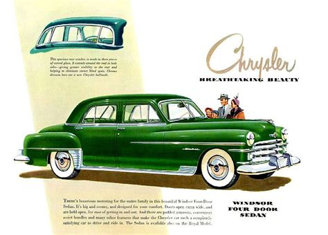 1950 Chrysler Windsor Four Door Sedan Chrysler Car Advertising