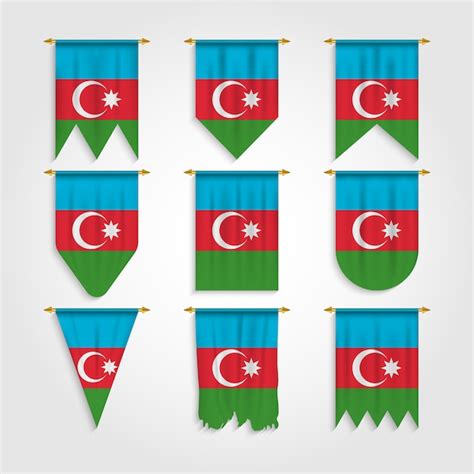 Bandera de azerbaiyán en diferentes formas Vector Premium