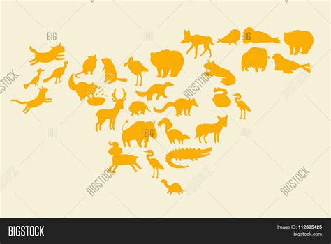 Animals World Map Vector & Photo (Free Trial) | Bigstock