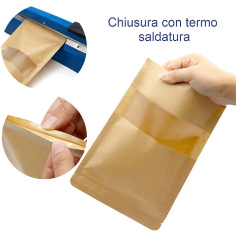 Sacchetto In Carta Con Finestra E Zip Cm 12x20 4 4 Pz