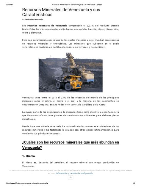 Recursos Minerales De Venezuela Y Sus Características Lifeder Pdf