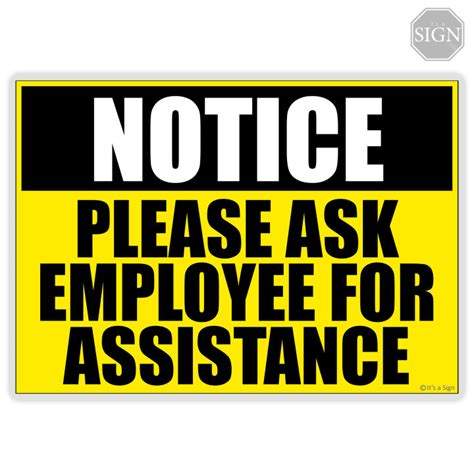 Ask Employees For Assistance Sign Laminated Signage A4 Size Lazada Ph