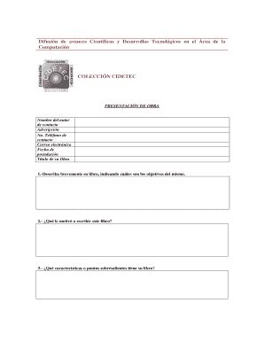 Fillable Online Cidetec Ipn Formato De Presentaci N De La Obra Por