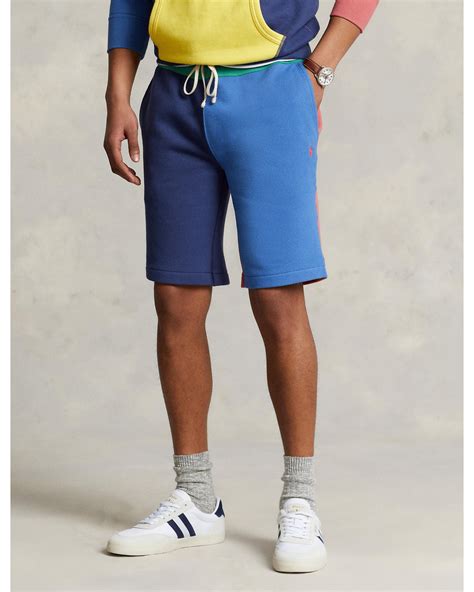 Polo Ralph Lauren Mens Navy Multi Rl Fleece Colour Blocked Shorts