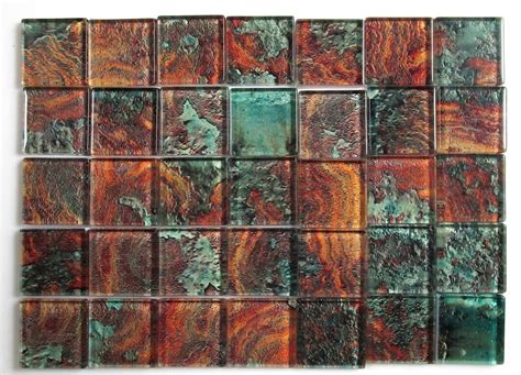 Rustic Copper Design Glass Mosaic Tiles Glass Mosaic Tiles Mixed Colors 1 Inch Mosaic Tiles 36