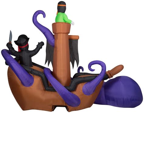 Ft Animated Airblown Inflatable Halloween Giant Pirate Ship Scene