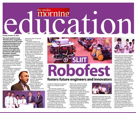 Sliit Robofest Fosters Future Engineers And Innovator The Sunday