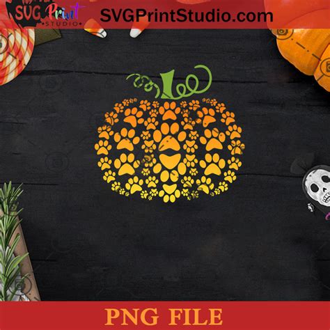 Pumpkin Dog Cat Paw Print Halloween Pet Lover Png Pumpkin Png Happy