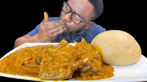 Asmr Pounded Yam And Ogbono Soup With Okra African Food Mukbang Nigerian Food Mukbang Youtube