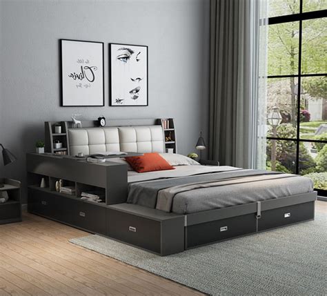 Modern Style Lift Up Storage Bed with Drawers and Rotating Desk – SPS FURNTIURE