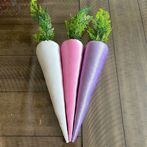 Velvet Carrots Set Of Large Stuffed Velvet Fabric Carrots Pink