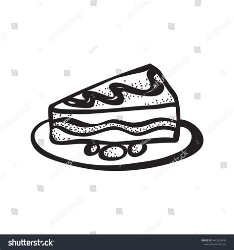 Cake Black White Vector Illustration Stock Vector Royalty Free