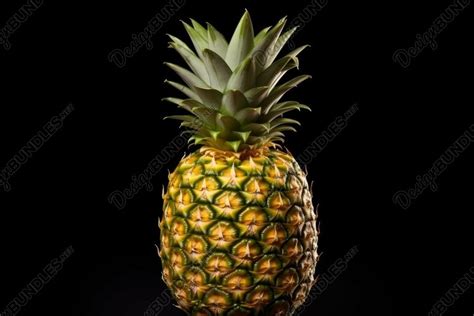 Tropical Pineapple On Black Background