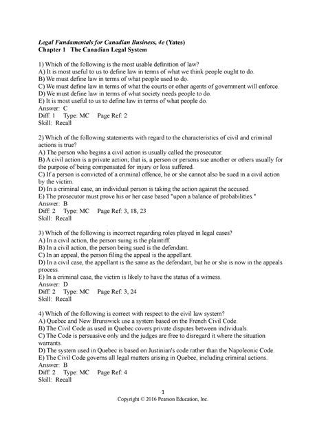 Business Law Chapter 1 Quiz Mid Term Legal Fundamentals For Canadian