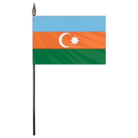 Azerbaijan Stick Flag 4"x6" - FlagCo.com