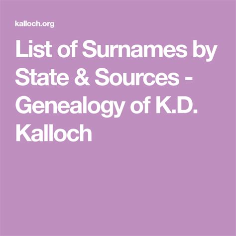 List of Surnames by State