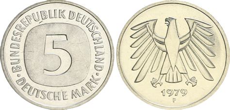 Deutschland Bundesrepublik 5 Mark 1979 F 5 DM Kursmünze 1979F TOP