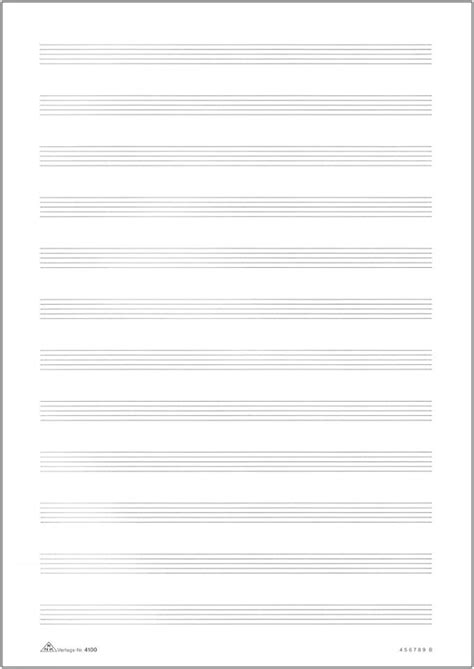 Notenpapier Notenblätter DIN A4, mit zwölf Notenzeilen, 4 Seiten