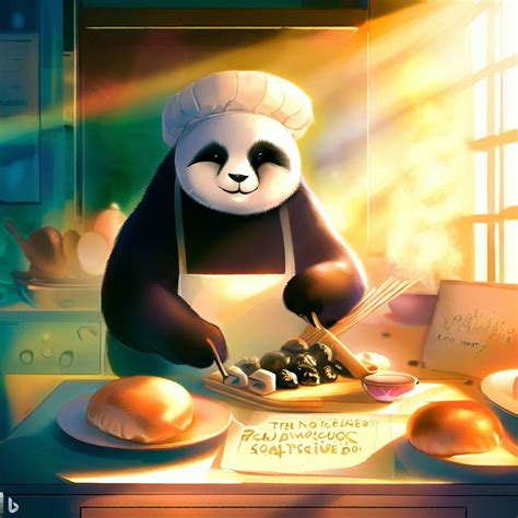 A Panda Bear Making Xiao Long Bao In A Sunny Kitchen Digital Art Aigc