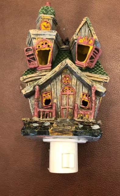 LIGHT UP HAUNTED House Plug In Halloween Decoration Spooky Ghosts 6 32