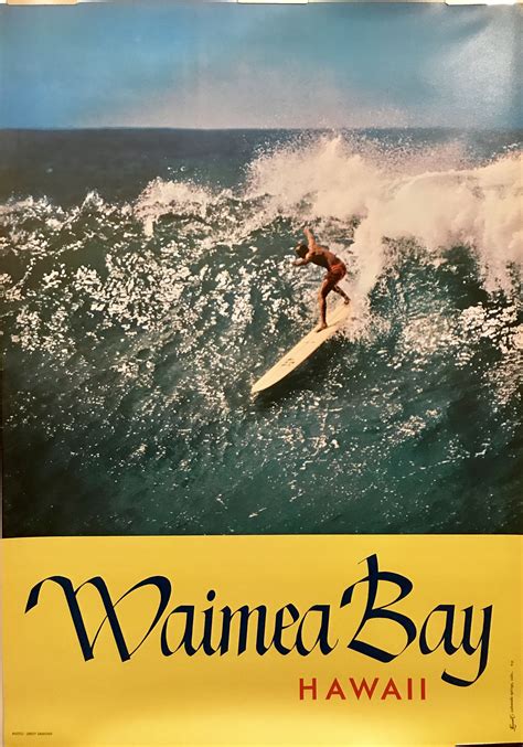 Vintage Surf Poster Waimea Bay C1960s Etsy Vintage Surf Surfing