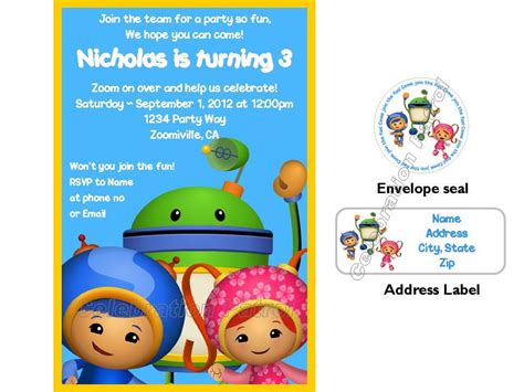 Items Similar To Team Umizoomi Birthday Custom Invitations Waddress