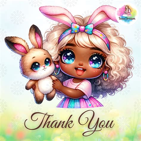 Watercolor Easter African American Girl Clipart, Cute Easter Girl ...