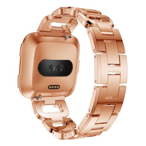 Rhinestone Metallarmband Fitbit Versa Versa Rose Guld