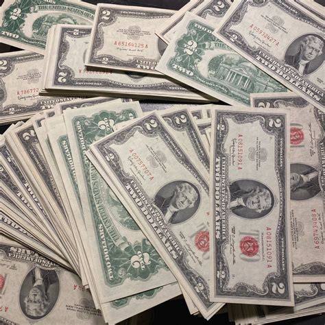 Two Dollar Red Seal $2 Bill UNC CU Jefferson 1 New Crisp Uncirculated