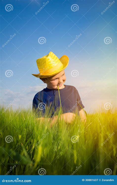 Happy Boy In The Middle Of Wheat Fields Stock Image Image Of Outside