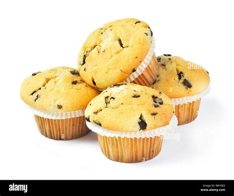 Delicious Vanilla Muffins With Chocolate Isolated On White Background