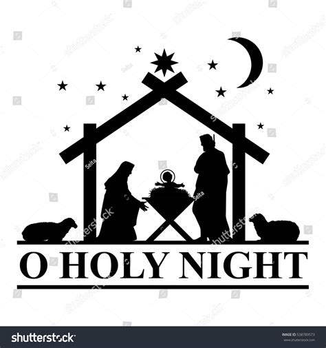 Christmas Nativity Scene Silhouette Vector เวกเตอร์สต็อก ปลอดค่าลิขสิทธิ์ 538789573