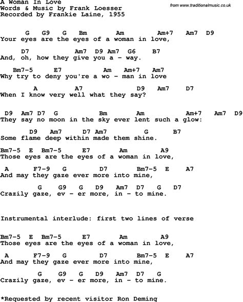 Song Lyrics With Guitar Chords For A Woman In Love Frankie Laine