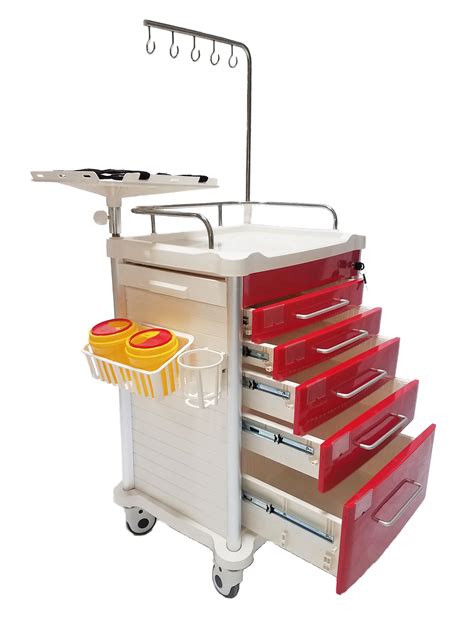 5 Drawer Lightweight Crash Cart With Accessory Package