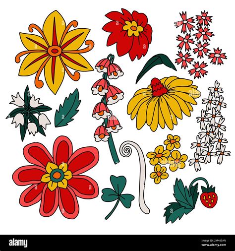 Simple Flowers In Hippie Style Isolated Vector Stock Vector Image And Art Alamy