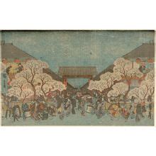 歌川広重による浮世絵Cherry Trees at Night at the Yoshiwara from the series