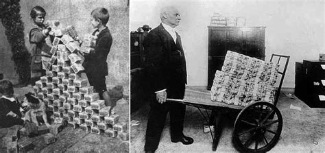 Children playing with stacks of hyperinflated currency during the ...