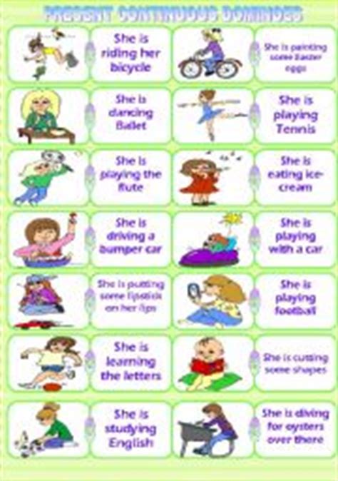 Present Continuous Dominoes Esl Worksheet By Lomasbello