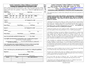 Fillable Online Austincc Waiting List Application For Evening Care