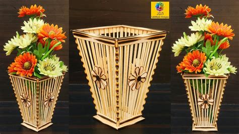 How To Make Flower Vase With Popsicle Sticks Diy Flower Vase Bamboo