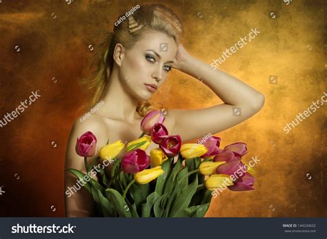 Sexy Blonde Girl Naked Shoulders Taking Stock Photo Shutterstock