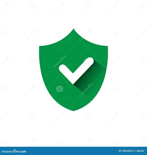 Shield With Check Mark Green Icon Protection And Security Stock Vector