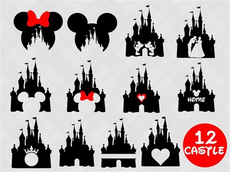 Castle Svg Bundle Princess Svg Castle Clipart Heart Head Mickey