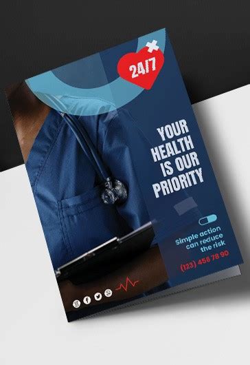 Blue Dark Medical Free Brochure Template PSD | by Elegantflyer