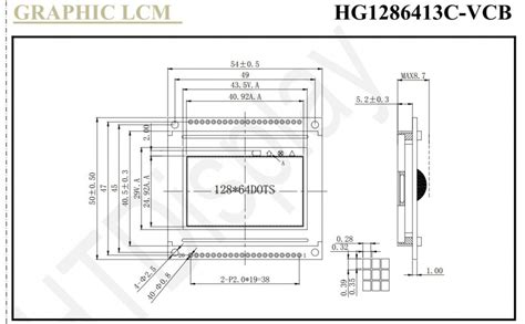 HG1286413C VCB 1 9寸STN图形液晶模块 黄绿模 正显 透射式 128 64 AIP31107 AIP31108 COB