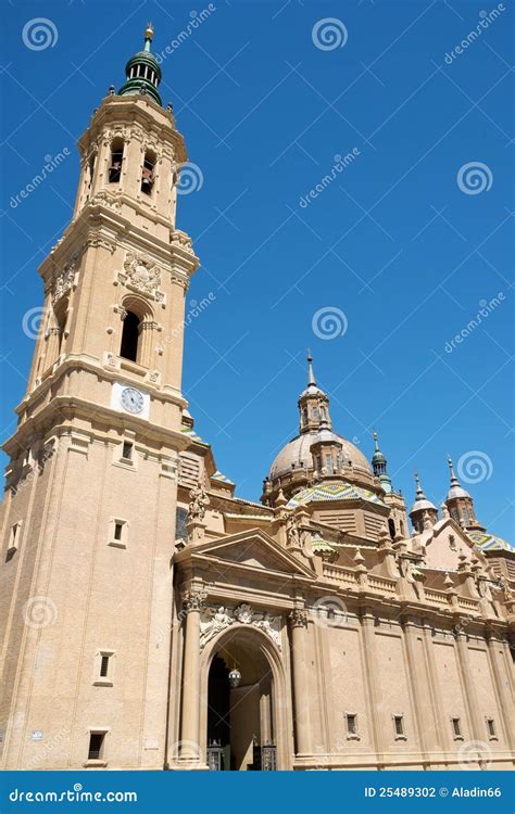 Our Lady of the Pillar Basilica Cathedral Stock Photo - Image of spain ...