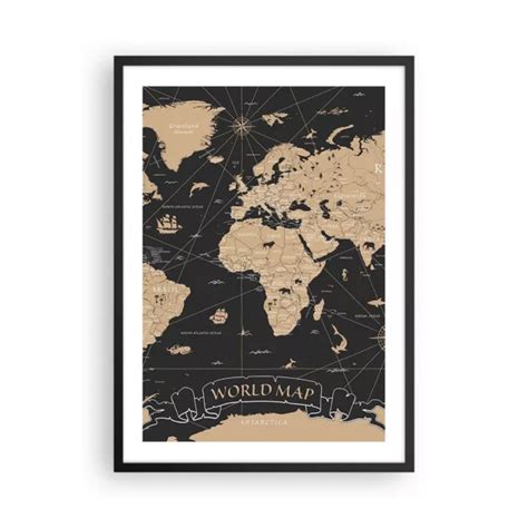 Affiche Poster X Cm Tableaux Image Photo Carte Du Monde Ancien R Tro