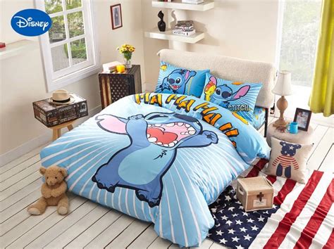 Stitch Print Bedding Set For Childrens Kids Bedroom Decor Cotton